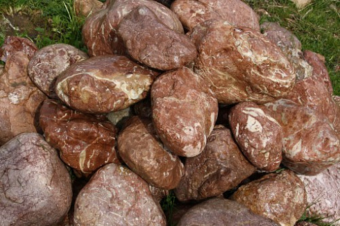 Kamenclub.ru: Розовый валунчик фр.100-300 мм.  купить в Оренбурге крупный природный камень розовый, серый молочный красный речной галечник природный 7850 руб/т   фото КАМЕНЬ КЛУБ