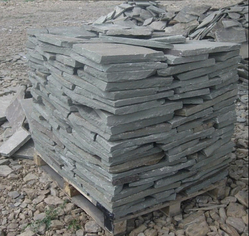 Kamenclub.ru: Песчаник пластушка серо-зеленый (1,5 см)  купить в Оренбурге плитняк - пластушка серо-зеленый, серый, зеленый пластушка рваная ландшафтная колотая 10200 руб/м3   фото КАМЕНЬ КЛУБ