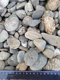 Kamenclub.ru: Галька речная окат (пестрая) фр. 20-40 мм. купить  в Оренбурге галька речная пестрая, серая, серые оттенки галька речная окатанная округлая 5000 руб/т   фото КАМЕНЬ КЛУБ