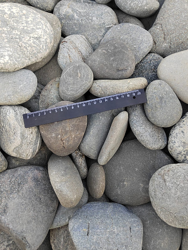 Kamenclub.ru: Галька речная плоская (серо-белая) фр. 70-120 мм. купить  в Оренбурге галька галечник речной серый, белый окатанная плоская  природная галька 9000 руб/т   фото КАМЕНЬ КЛУБ