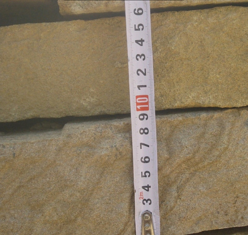 Kamenclub.ru: Песчаник пластушка желтый с рисунком (7-15 см)  купить в Оренбурге плитняк - пластушка - бут желтый песчаник 10200 руб/м3   фото КАМЕНЬ КЛУБ