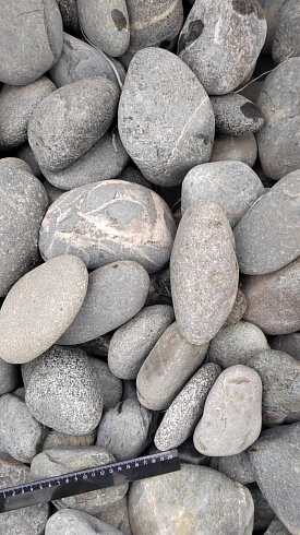 Kamenclub.ru: Галька речная окат (темно-серая) фр. 70-150 мм. купить  в Оренбурге галька речная темно-серая, синяя, серая речная галька округлая  8000 руб/т   фото КАМЕНЬ КЛУБ