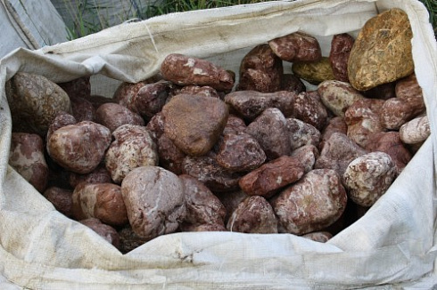 Kamenclub.ru: Розовый валунчик фр.100-300 мм.  купить в Оренбурге крупный природный камень розовый, серый молочный красный речной галечник природный 7850 руб/т   фото КАМЕНЬ КЛУБ